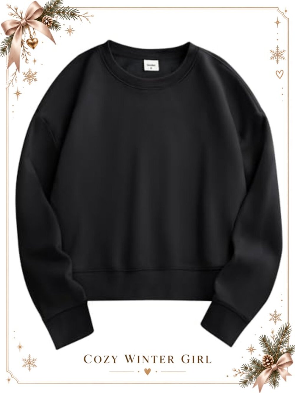 Cropped Crewneck Sweatshirt Relaxed Fit Pullover Long Sleeve Casual